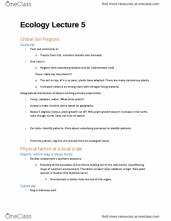 BIO 2129 Lecture Notes - Lecture 6: Herbivore, Understory, Gatineau Park thumbnail