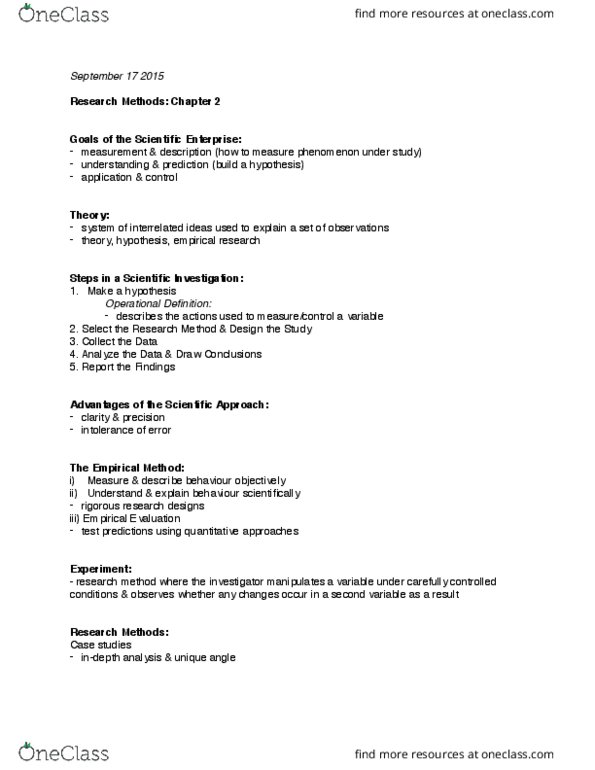 PSYC 1010 Chapter Notes - Chapter 2: Dependent And Independent Variables, Social Desirability Bias thumbnail