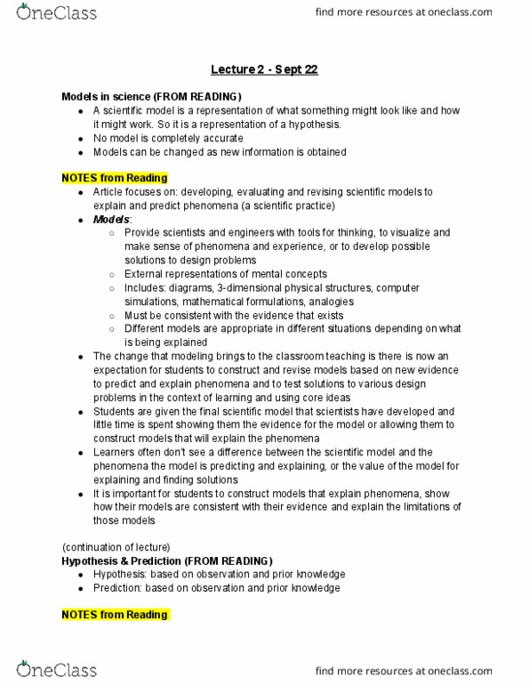 EDEE 270 Lecture Notes - Lecture 2: Scientific Modelling thumbnail