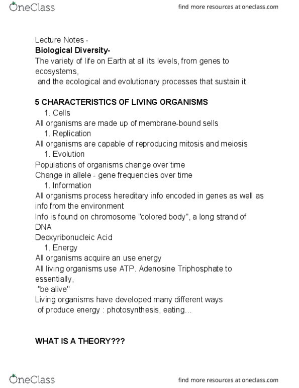 BSCI 10110 Lecture Notes - Lecture 1: Carl Linnaeus, Archaea, Statistical Hypothesis Testing thumbnail