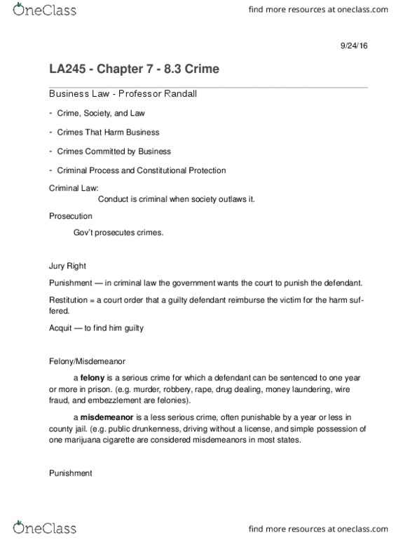 SMG LA 245 Chapter Notes - Chapter 7: Criminal Procedure, Ob River, Affidavit thumbnail