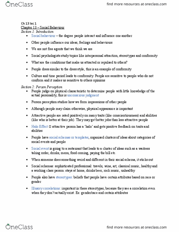 PSYC1023 Lecture Notes - Lecture 14: Interpersonal Attraction thumbnail