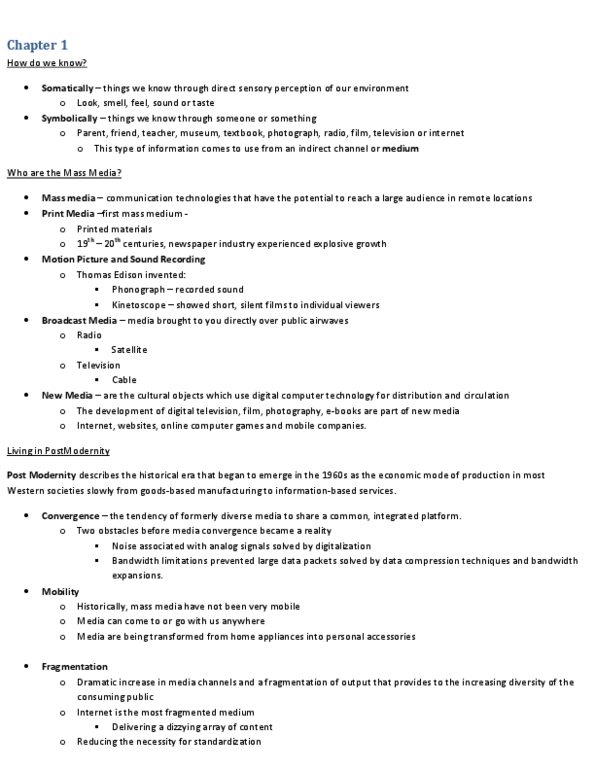 MDSA01H3 Chapter Notes - Chapter 1: Thomas Edison, Cultural Imperialism, Media Matters For America thumbnail