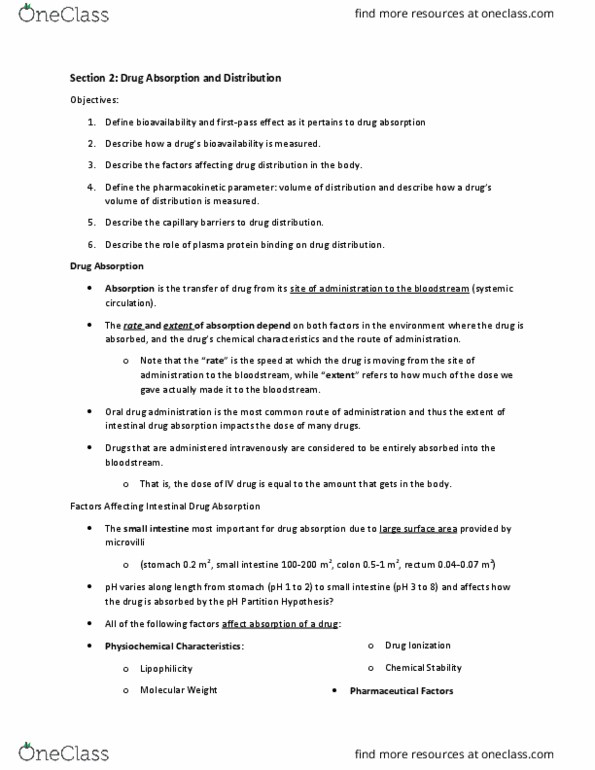 Pharmacology 3620 Lecture Notes - Lecture 2: Lateral Ventricles, Pleural Effusion, Time Point thumbnail