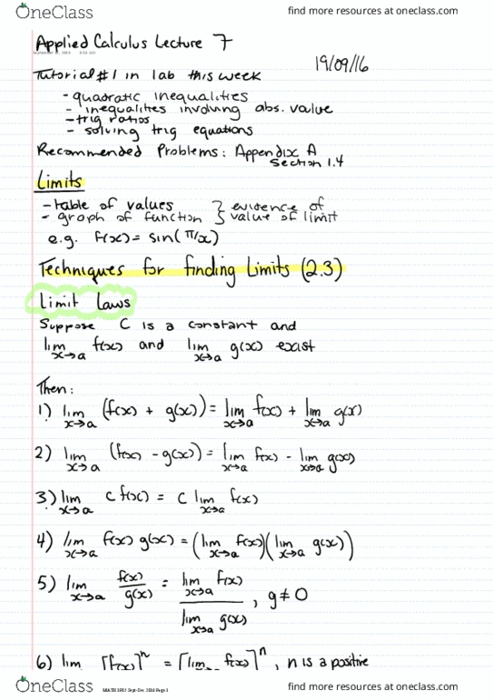 MATH 1P05 Lecture 7: Applied Calculus I thumbnail