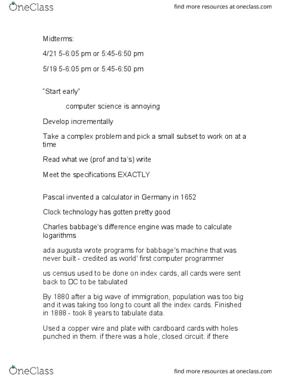 COM SCI 31 Lecture Notes - Lecture 1: Ebcdic, Scientific Notation, Sound thumbnail