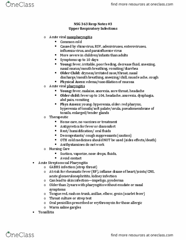 NSG 363 Chapter Notes - Chapter 23: Stridor, Tympanostomy Tube, Myringotomy thumbnail