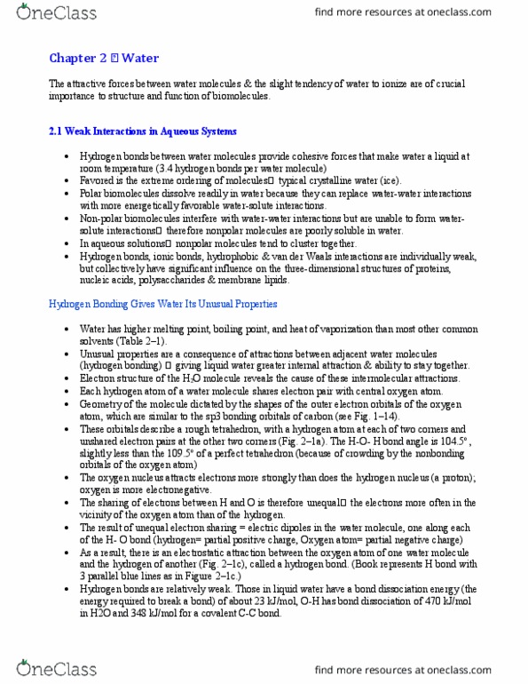 BCH 261 Chapter Notes - Chapter 2: Cell Membrane, Lysosome, Glycogen thumbnail