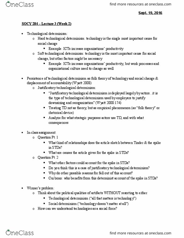 SOCY 284 Lecture Notes - Lecture 3: Loose Coupling, Intentionality, The Takeaway thumbnail