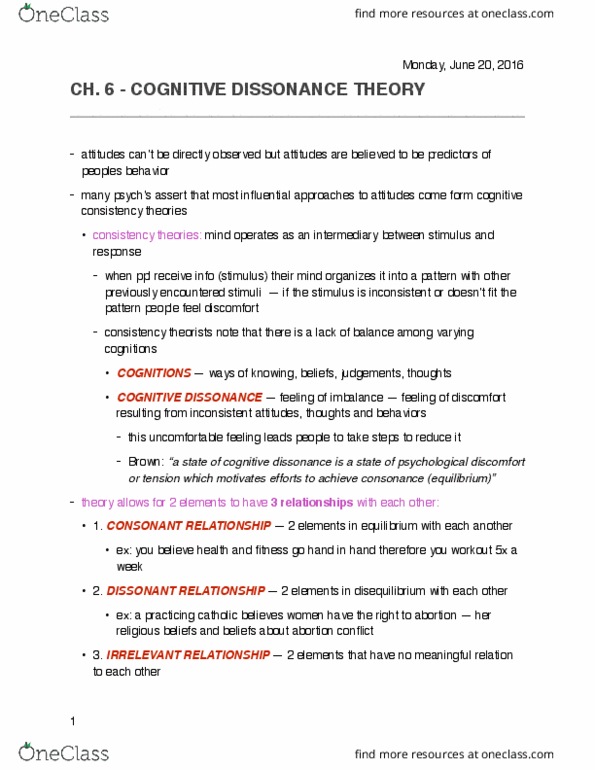 COM 239 Chapter Notes - Chapter 6: Cognitive Dissonance, Vise thumbnail