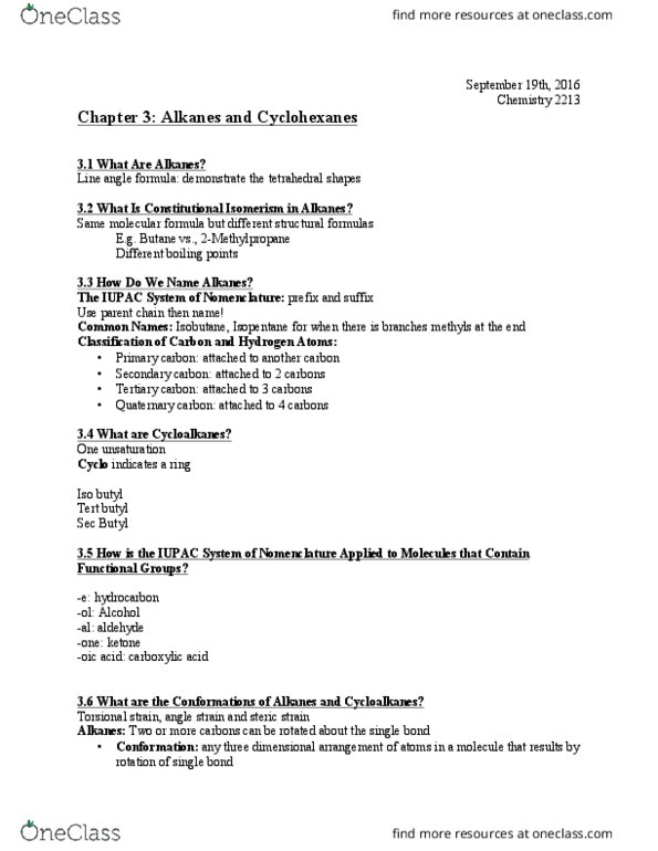 Chemistry 2213A/B Chapter Notes - Chapter 3: Intermolecular Force, Eclipsed Conformation, Van Der Waals Strain thumbnail