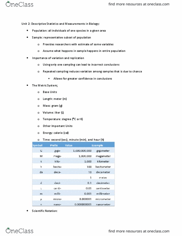 BIOL 244 Lecture Notes - Lecture 2: Standard Deviation, Scientific Notation, Decimal Mark thumbnail