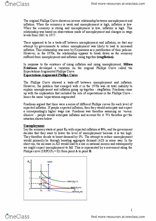 ECON 101 Lecture Notes - Lecture 7: Phillips Curve, Money Illusion, Aggregate Demand thumbnail