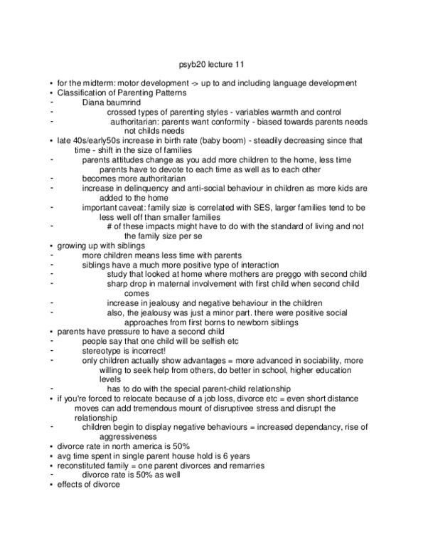 PSYB32H3 Lecture Notes - 6 Years, Diana Baumrind, Parenting Styles thumbnail