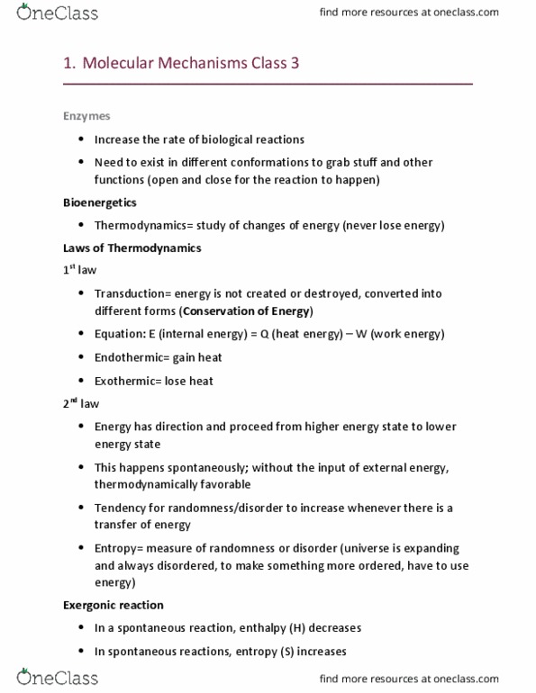 HSS 2305 Lecture Notes - Lecture 3: Gibbs Free Energy, Exergonic Reaction, Atp Hydrolysis thumbnail