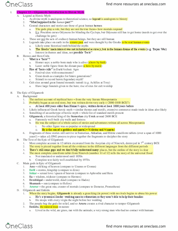 CLA 10 Lecture Notes - Lecture 13: Ziusudra, Siduri, Nudity thumbnail