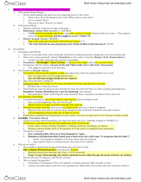 CLA 10 Lecture Notes - Lecture 5: Ziusudra, Pessimism, Atra-Hasis thumbnail