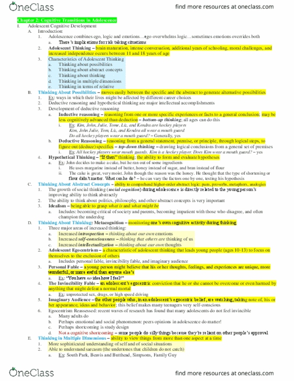 HDE 100B Lecture Notes - Lecture 2: Dorsolateral Prefrontal Cortex, Preadolescence, Myelin thumbnail