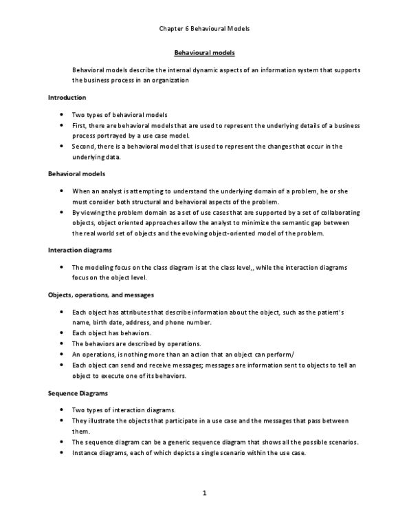 ITM 305 Chapter Notes -Sequence Diagram, Class Diagram, Boolean Expression thumbnail