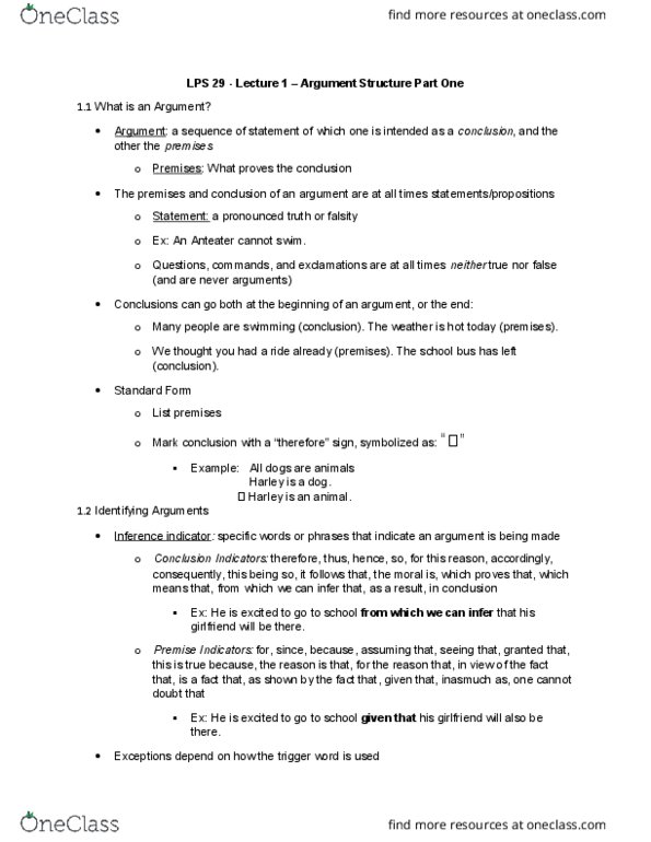 LPS 29 Lecture Notes - Lecture 1: Lanyard thumbnail