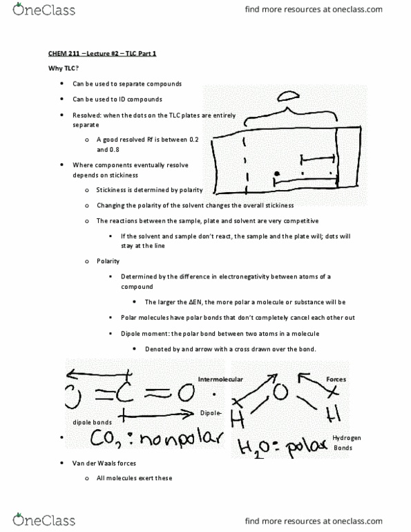 CHEM 211 Lecture Notes - Lecture 2: Electronegativity, Analyte, Intermolecular Force thumbnail
