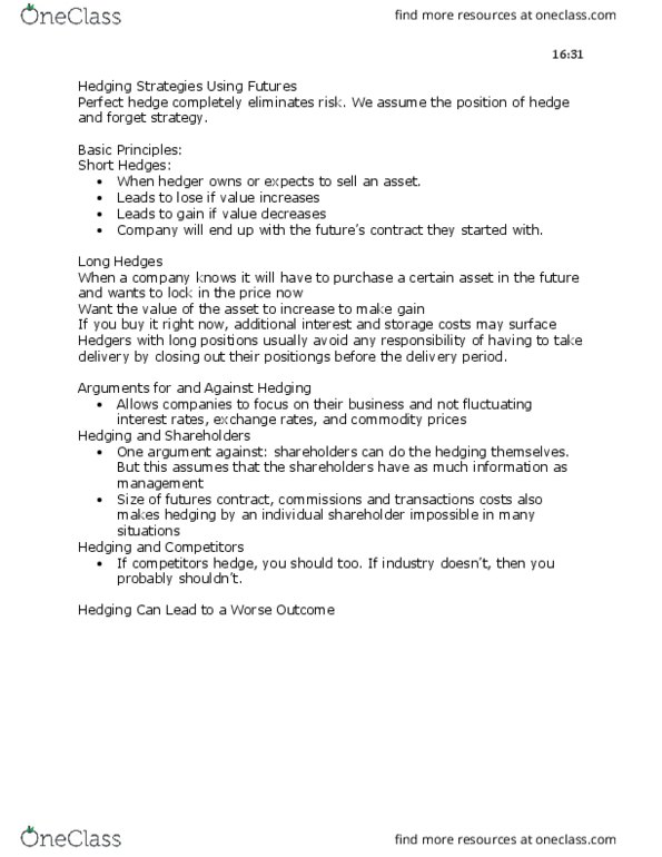 Management and Organizational Studies 4312A/B Chapter Notes - Chapter 3: Futures Contract, Spot Contract thumbnail