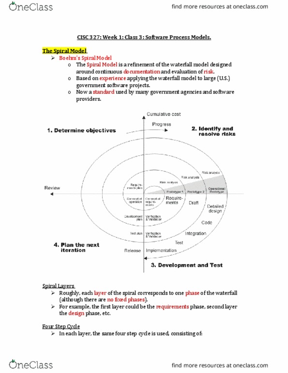 CISC 327 Lecture Notes - Lecture 3: Spiral Model, Waterfall Model, Software Prototyping thumbnail