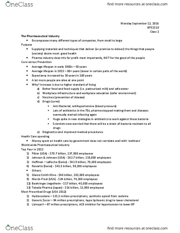 BPS 2110 Lecture Notes - Lecture 2: Gastroesophageal Reflux Disease, Thyroid Hormones, Hoffmann-La Roche thumbnail