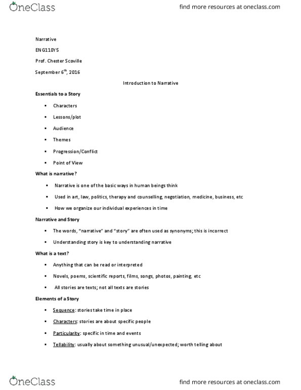 ENG110Y5 Lecture Notes - Lecture 1: Scientific Reports, Scoville Scale, Qualia thumbnail