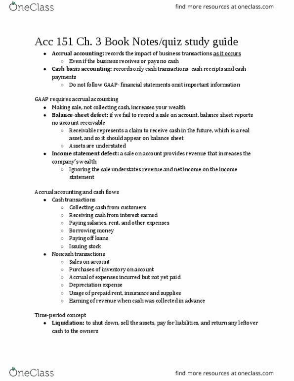 ACC 151 Chapter Notes - Chapter 3: Deferral, Income Statement, Fiscal Year thumbnail