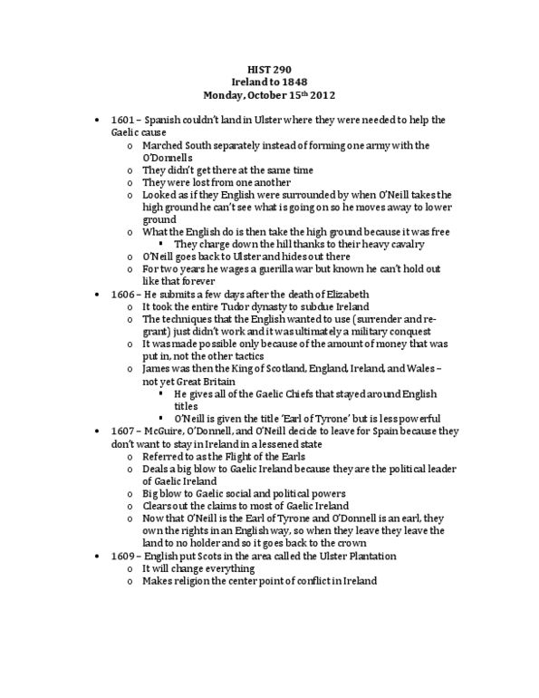 HIST 290 Lecture Notes - Derbfine, Henry Bagenal, Protestantism thumbnail