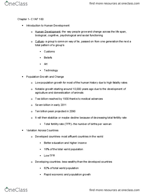 CYAF 160 Lecture Notes - Lecture 1: Total Fertility Rate, Homo Sapiens, Talmud thumbnail