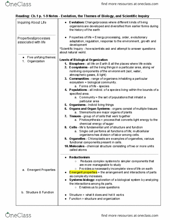 BIO SCI 93 Chapter Notes - Chapter 1: Reductionism, G Protein thumbnail