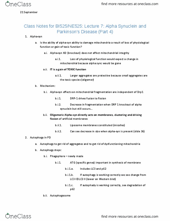 CAS BI 525 Lecture Notes - Lecture 6: Dnm1L, Tfeb, Autophagy thumbnail