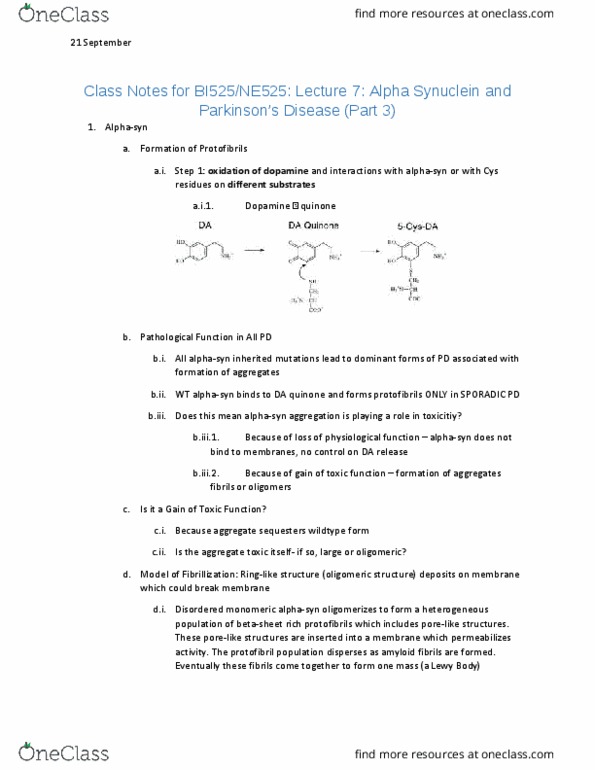 CAS BI 525 Lecture Notes - Lecture 6: Synuclein, Quinone, Caspase 3 thumbnail