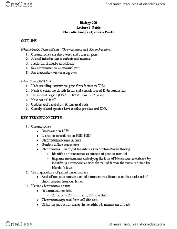 BIO 200 Lecture Notes - Lecture 6: Sister Chromatids, Spindle Apparatus, Dna Replication thumbnail