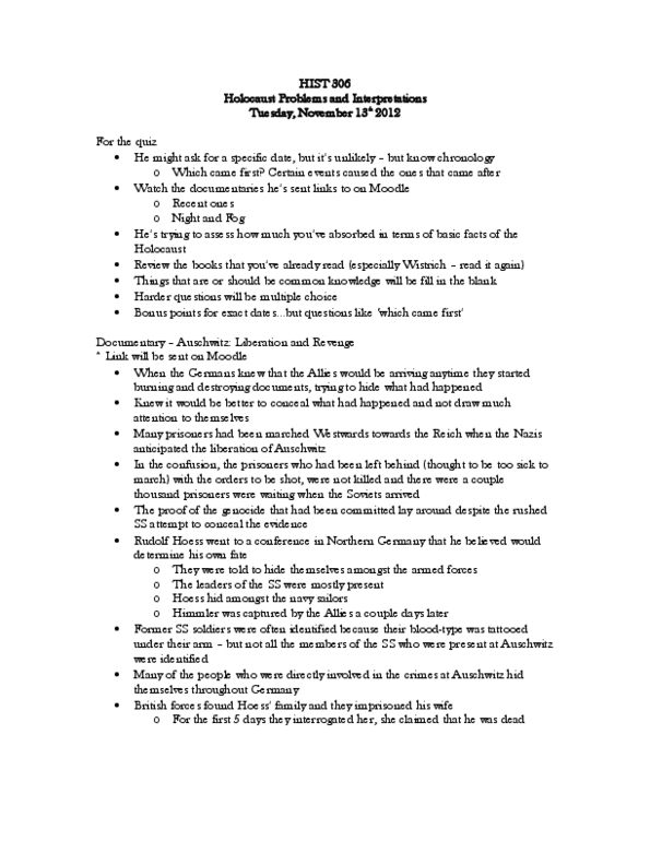 HIST 295 Lecture Notes - Nuremberg Trials, Moodle, Wirtschaftswunder thumbnail