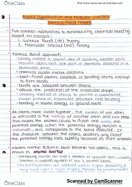 CHEM 1101 Lecture 29: Molecular Orbital Theory and Valence Bond Theory thumbnail