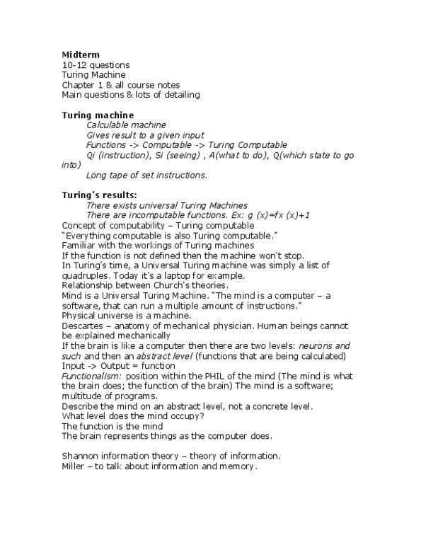 COGS 100 Lecture Notes - Turing Machine, Theory-Theory, Universal Turing Machine thumbnail