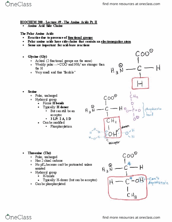 BIOCH200 Lecture Notes - Lecture 9: Disulfide, Thiol, Carboxamide thumbnail