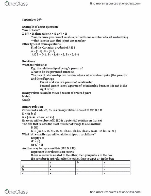 LING 360 Lecture Notes - Lecture 10: Reflexive Relation, Binary Relation, Empty Set thumbnail