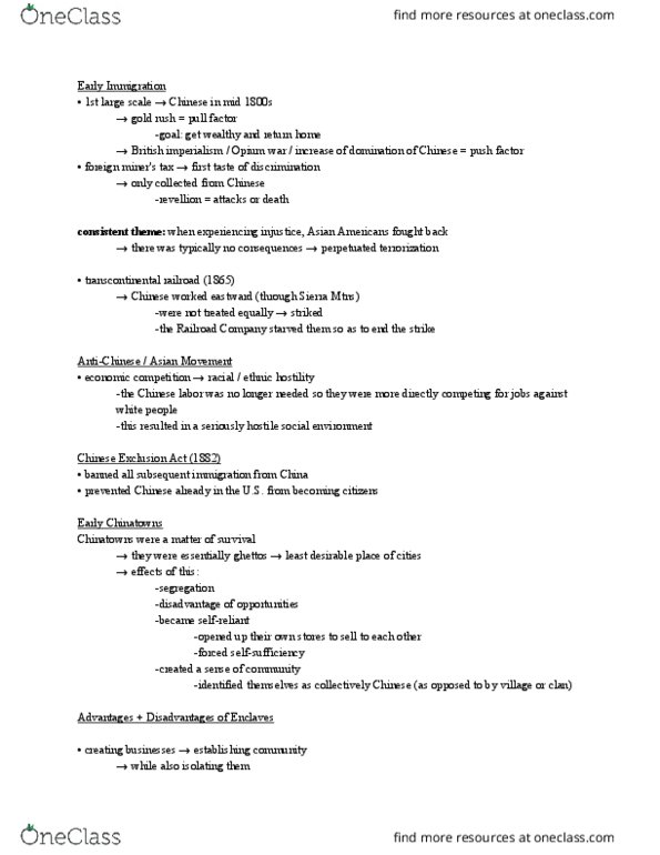 SOCIOL 240 Lecture Notes - Lecture 2: Asian Americans, Shared Experience, Immigration And Nationality Act Of 1965 thumbnail