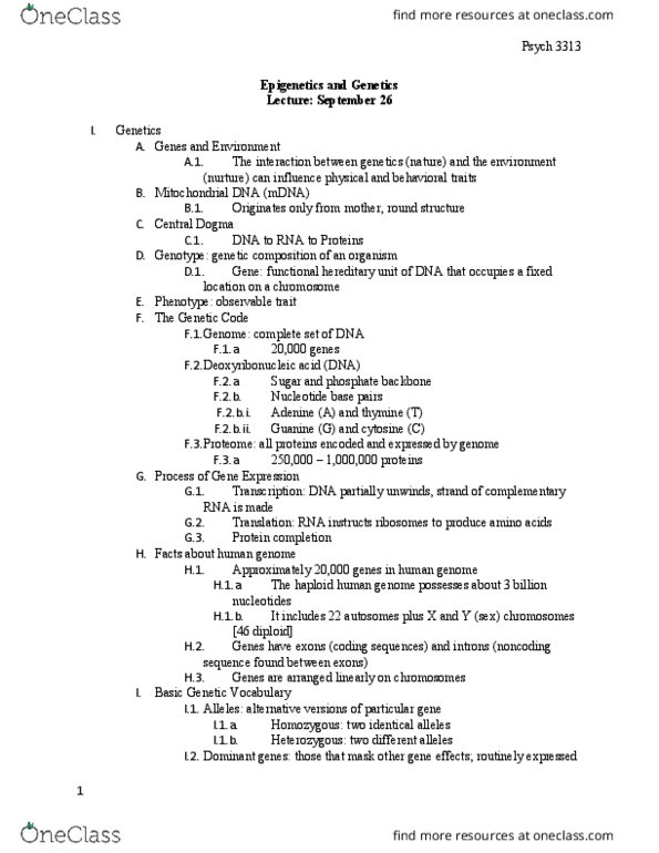 PSYCH 3313 Lecture Notes - Lecture 9: Sickle-Cell Disease, Autism Spectrum, Epigenetics thumbnail