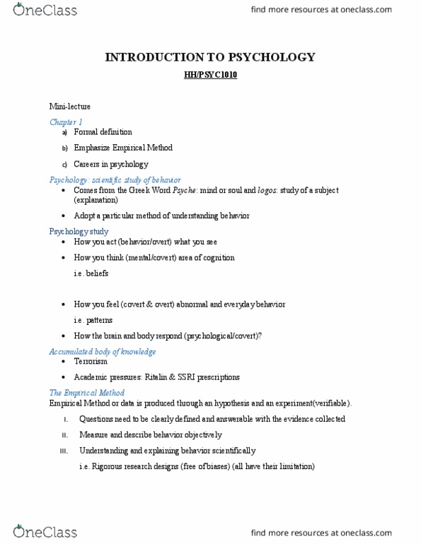 PSYC 1010 Lecture Notes - Lecture 3: Amy Winehouse, Methylphenidate, Selective Serotonin Reuptake Inhibitor thumbnail