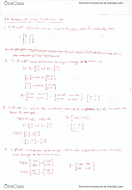 MATH 3260 Chapter 1-9: Sect. 1.9 The Matrix of a Linear Transformation Problems Worked Out thumbnail