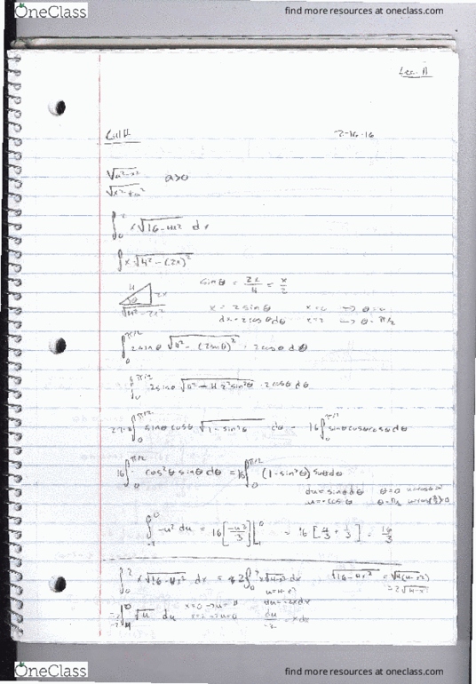 MATH 2202 Lecture 11: Sect. 7.3 Integration Using Trigonometric Substitution L11 thumbnail