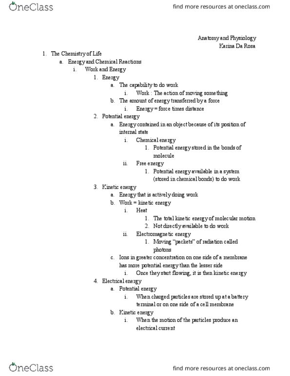 BIOL 1117 Lecture 4: Energy and Chemical Reactions thumbnail