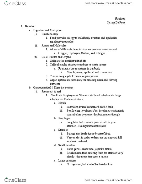 HSCI 1105 Lecture Notes - Lecture 5: Salivary Gland, Large Intestine, Rectum thumbnail