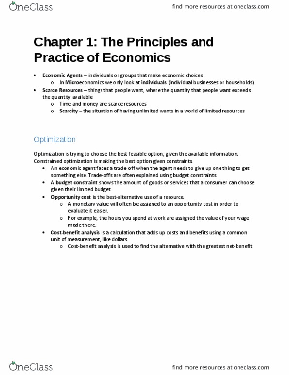 ECO 2023 Lecture Notes - Lecture 1: Constrained Optimization, Opportunity Cost, Budget Constraint thumbnail