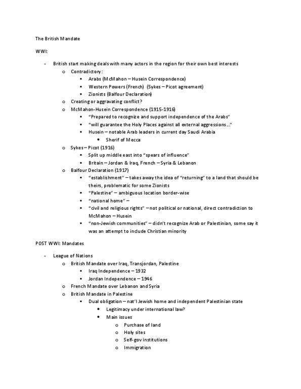 POLI 347 Lecture Notes - Lecture 2: Peel Commission, Ambivalence, French Mandate For Syria And The Lebanon thumbnail